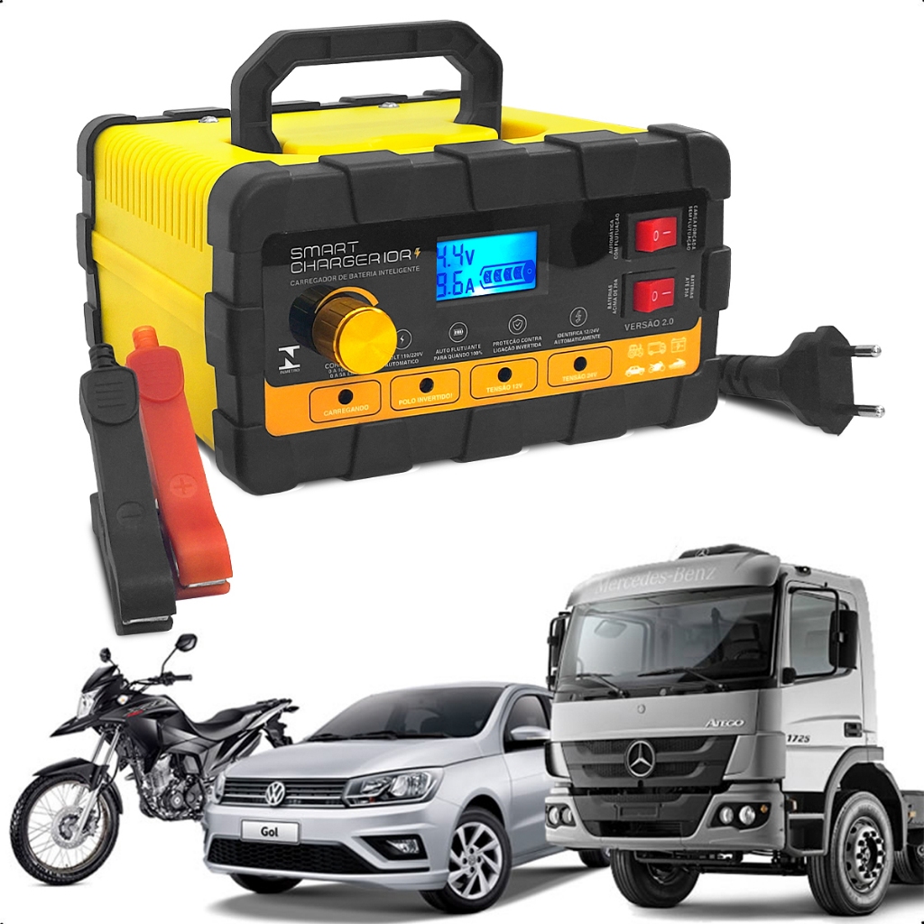 Carregador Bateria Potente Portatil Automotivo Caminhão Automático Flutuante 10a amperes 12/24volts em Oferta na Shopee
