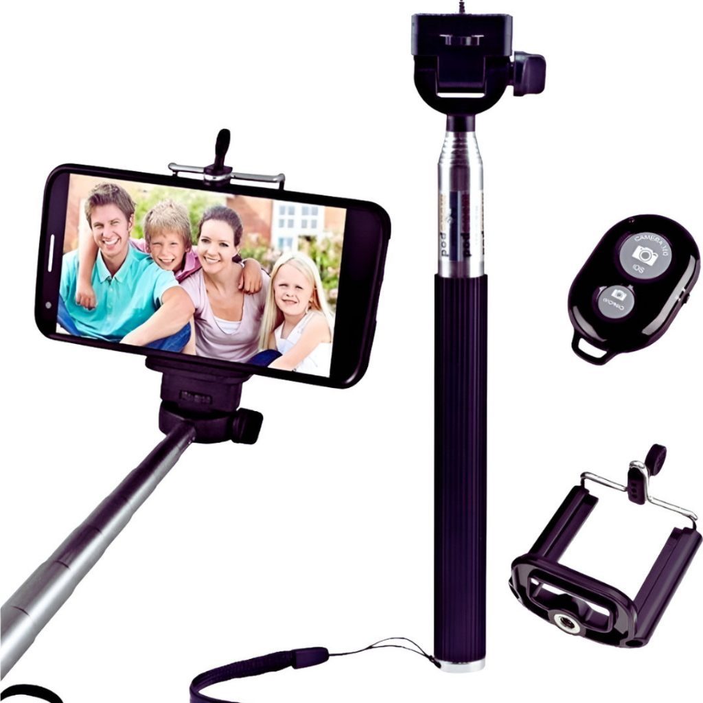 Bastão Pau de Selfie Retrátil com Bluetooth Suporte Celular Smartphone