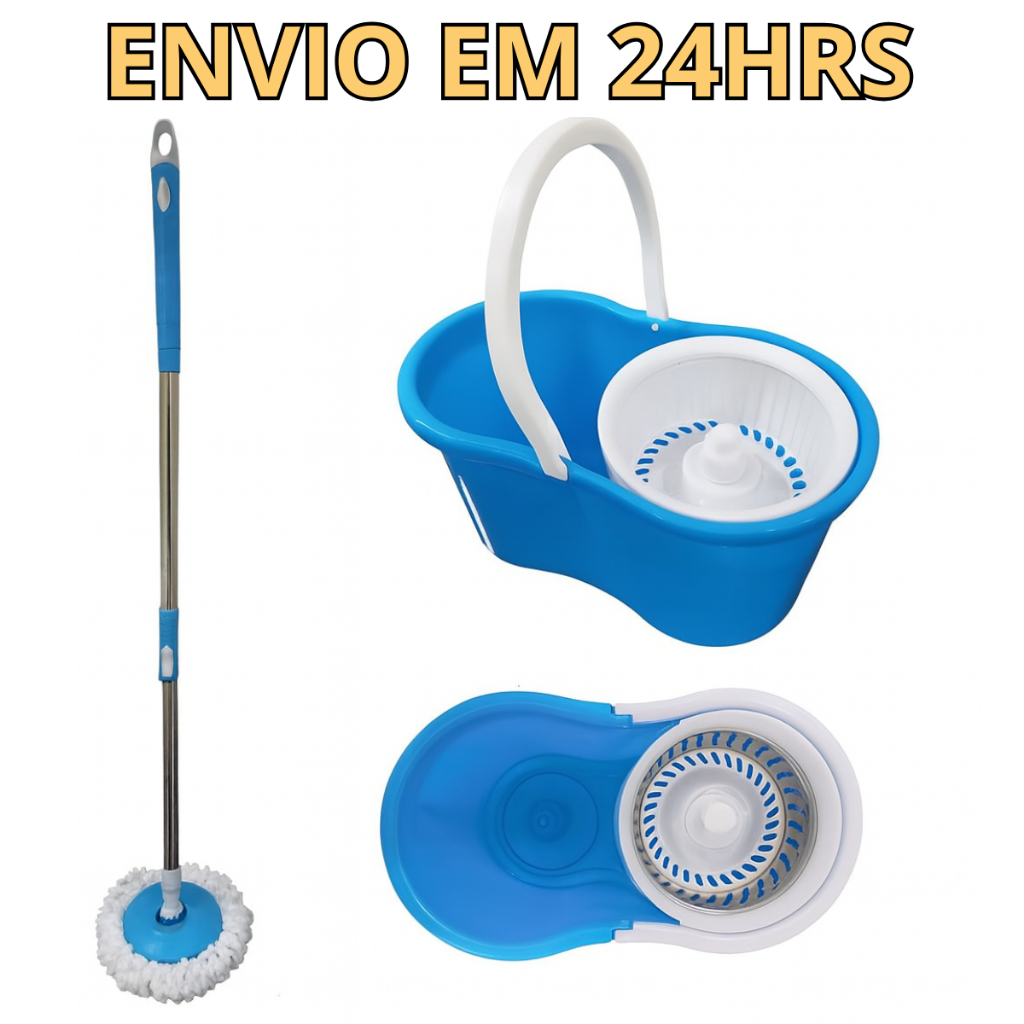 Mop Giratório 9 Litros Kit Completo Com Balde Rodo Esfregão Limpeza