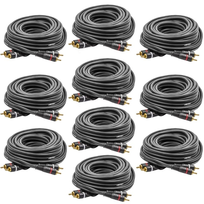 Kit 10 Cabo RCA 5 Metros Com remoto Permak Blindado reforçado Som Automotivo Caixa Bob