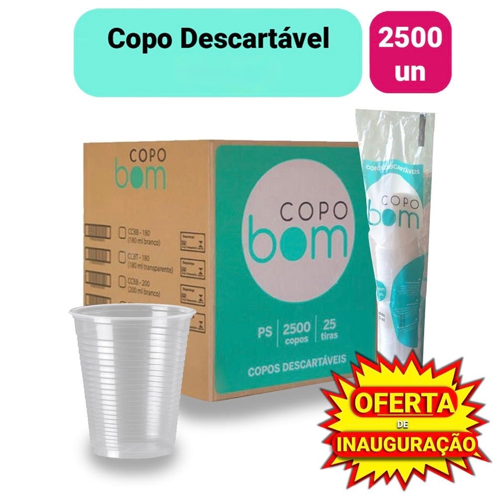 Copo Descartável 200ml Plástico copo de agua Copobom