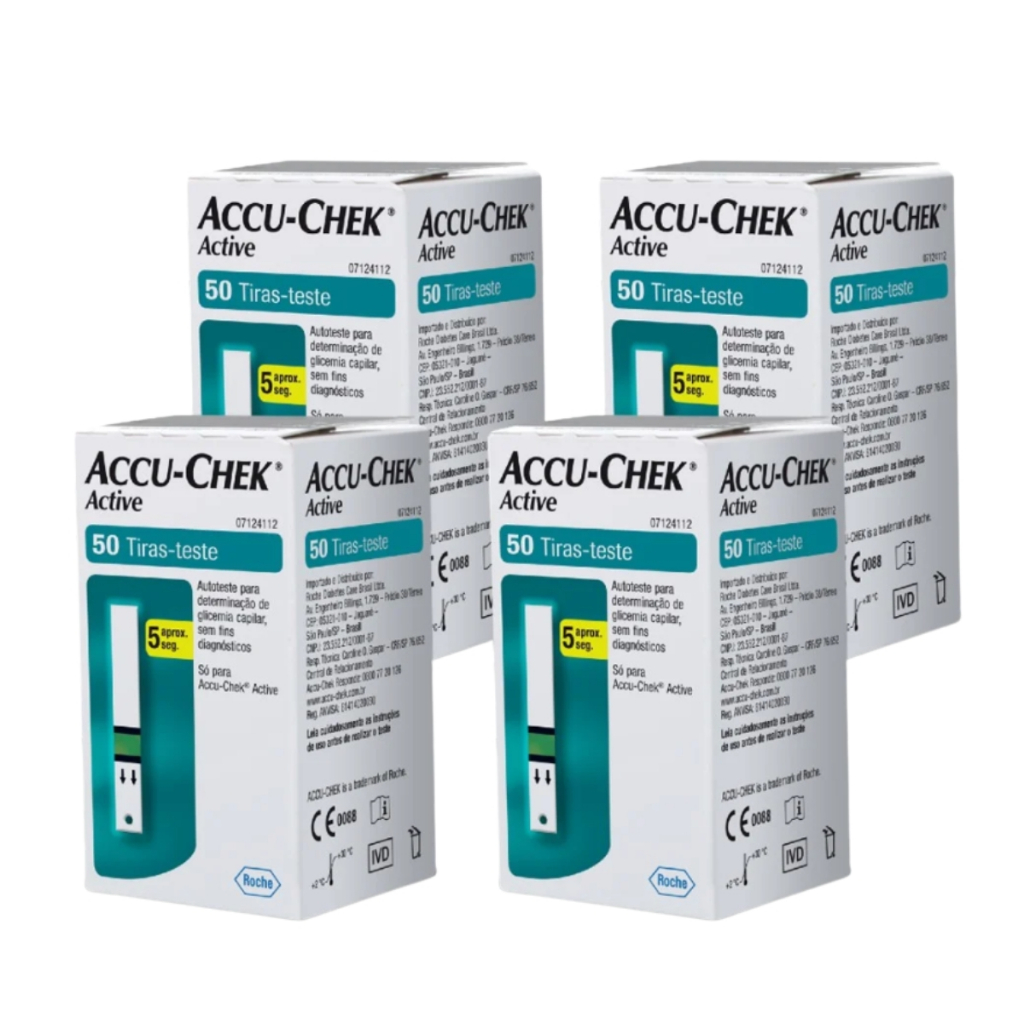 Kit 4x50 Accu-chek Active (200 Tiras Reagentes) Promoção em Oferta na Shopee