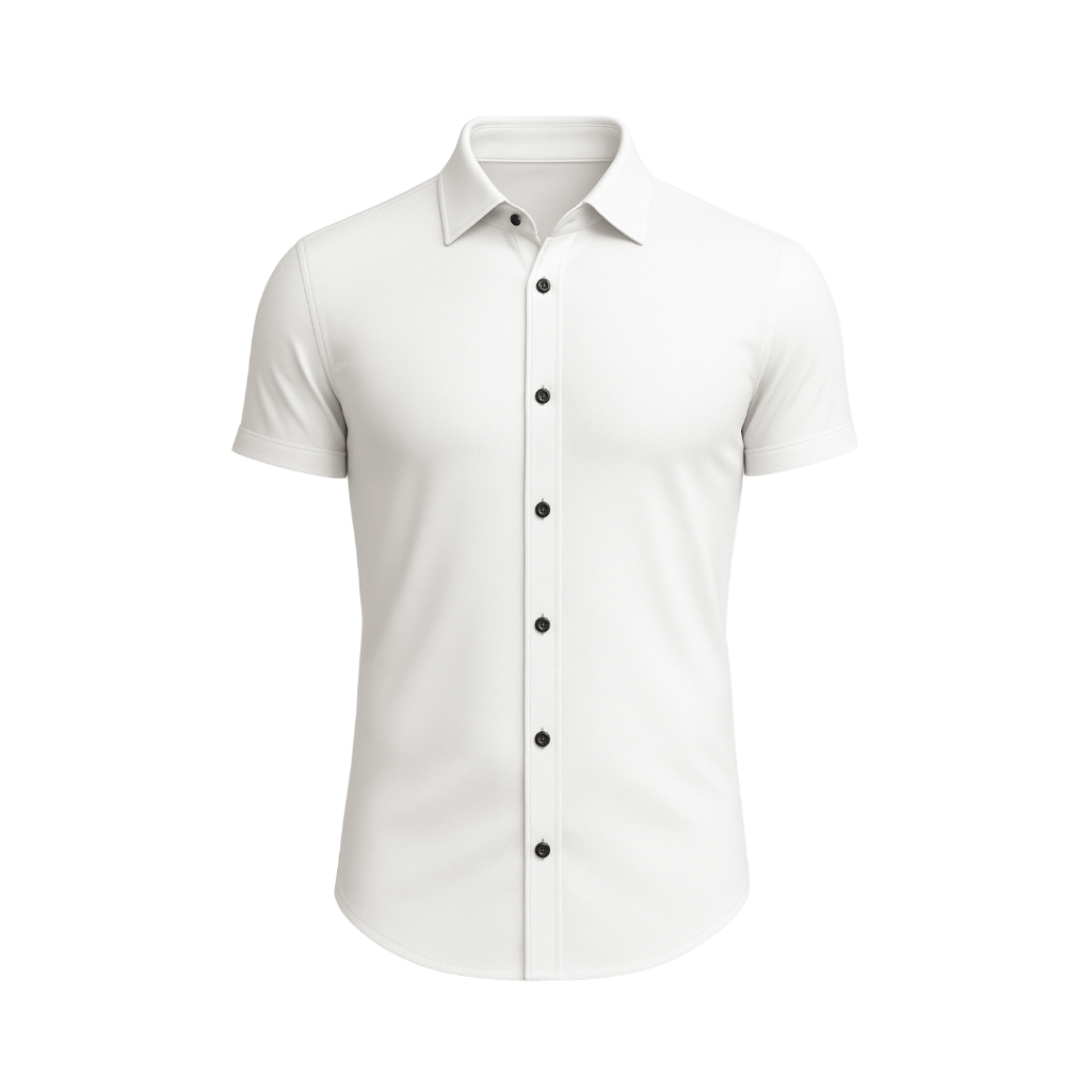 Camisa Social Social Manga Curta Slim Elegante Microleve Microleve Elastano Slim Fit