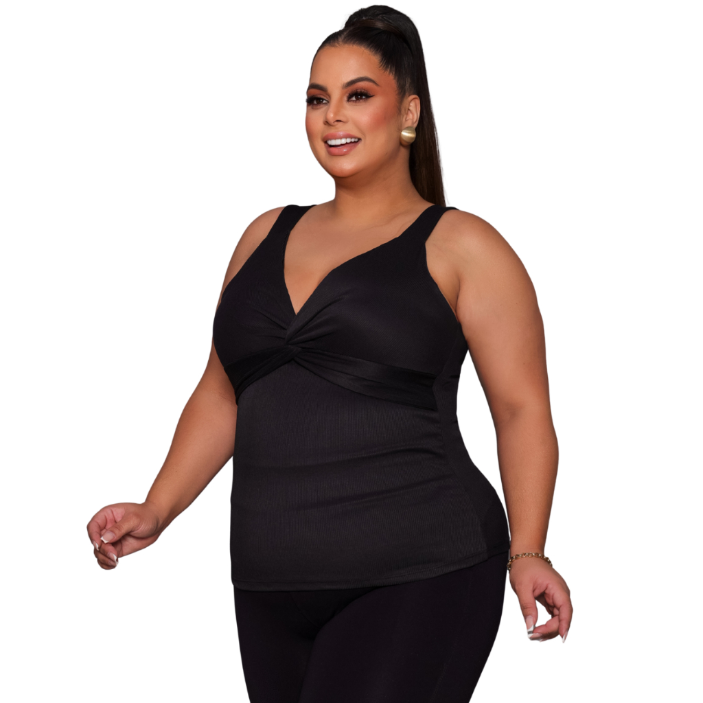 Blusa Feminina Alça Larga com Frente Trançada Moda Casual Confortável Sem Bojo em Oferta na Shopee