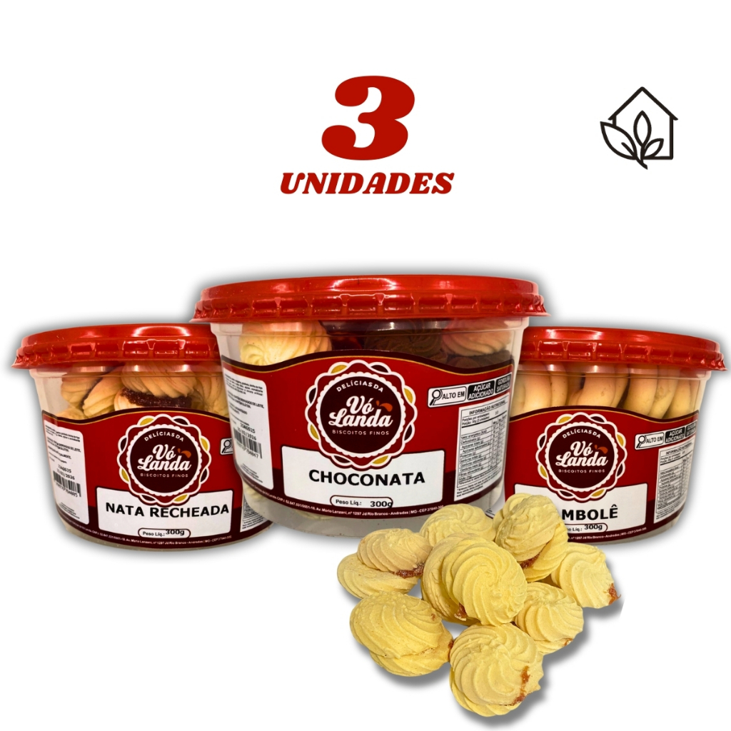 Kit 3 Potes Biscoitos Finos Amanteigados Recheados Delícias Mineiro Atacado Revenda em Oferta na Shopee