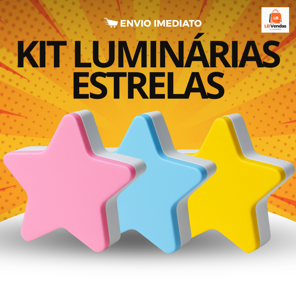 Luminárias Abajur LED Estrela Infantil Unidade ou Kit Tomada Bivolt Luz Noturna Quarto Bebê Criança Decoração