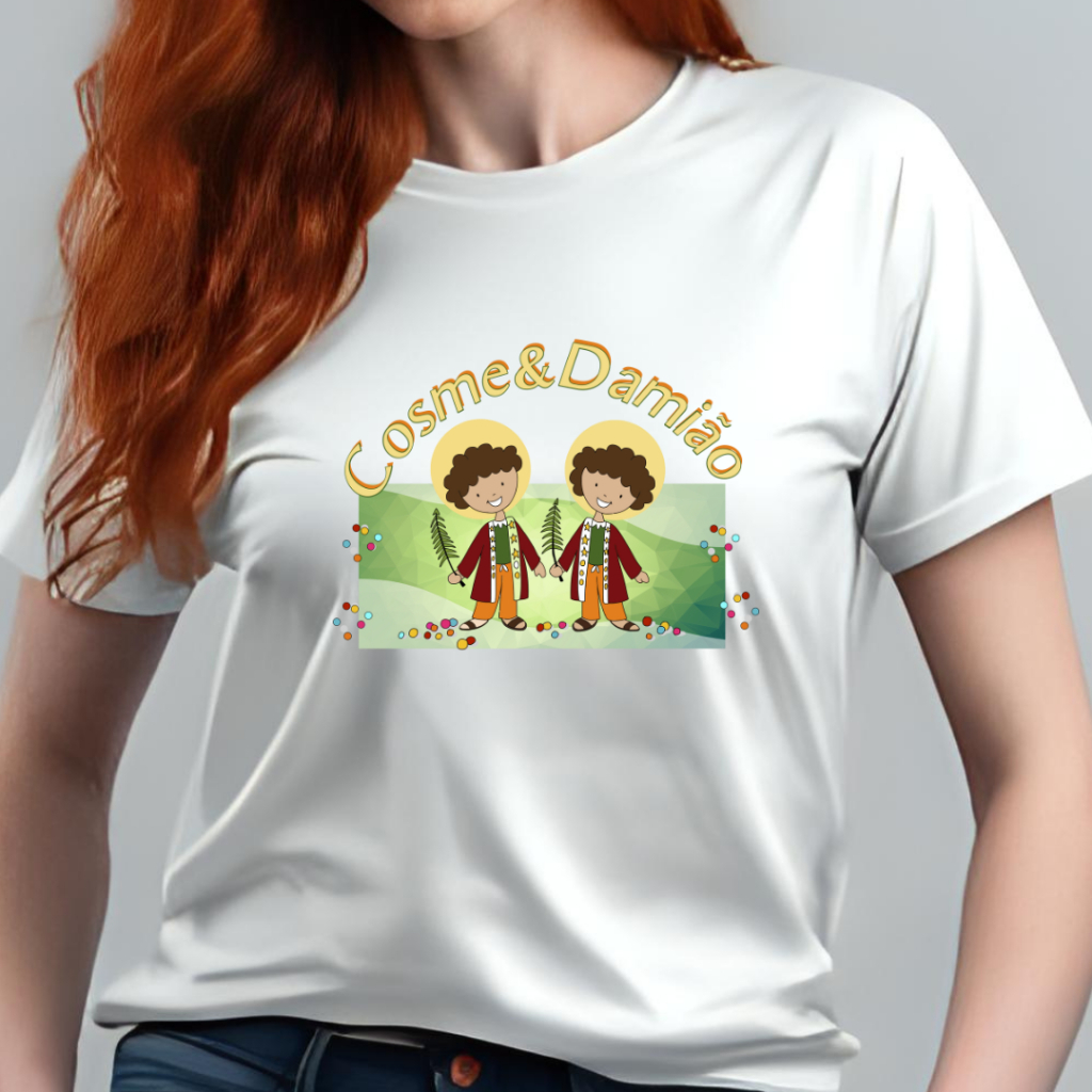 Camiseta Adulto Unissex Cosme e Damião [est.8] Santo Católico São Cosme e Damião ZLprint