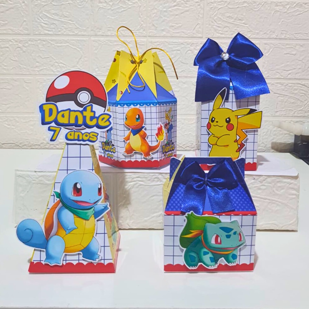 Kit Festa Personalizados POKEMON PIKACHU - Caixinhas para Lembrancinhas Aniversario