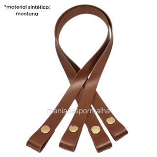 Par de Alça 2cmx60cm com Botão de Pressão em couro ecológico (montana) em Oferta na Shopee