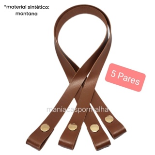 Kit com 5 Pares de Alça 2cmx60cm com Botão de Pressão em Couro Ecológico (montana) em Oferta na Shopee