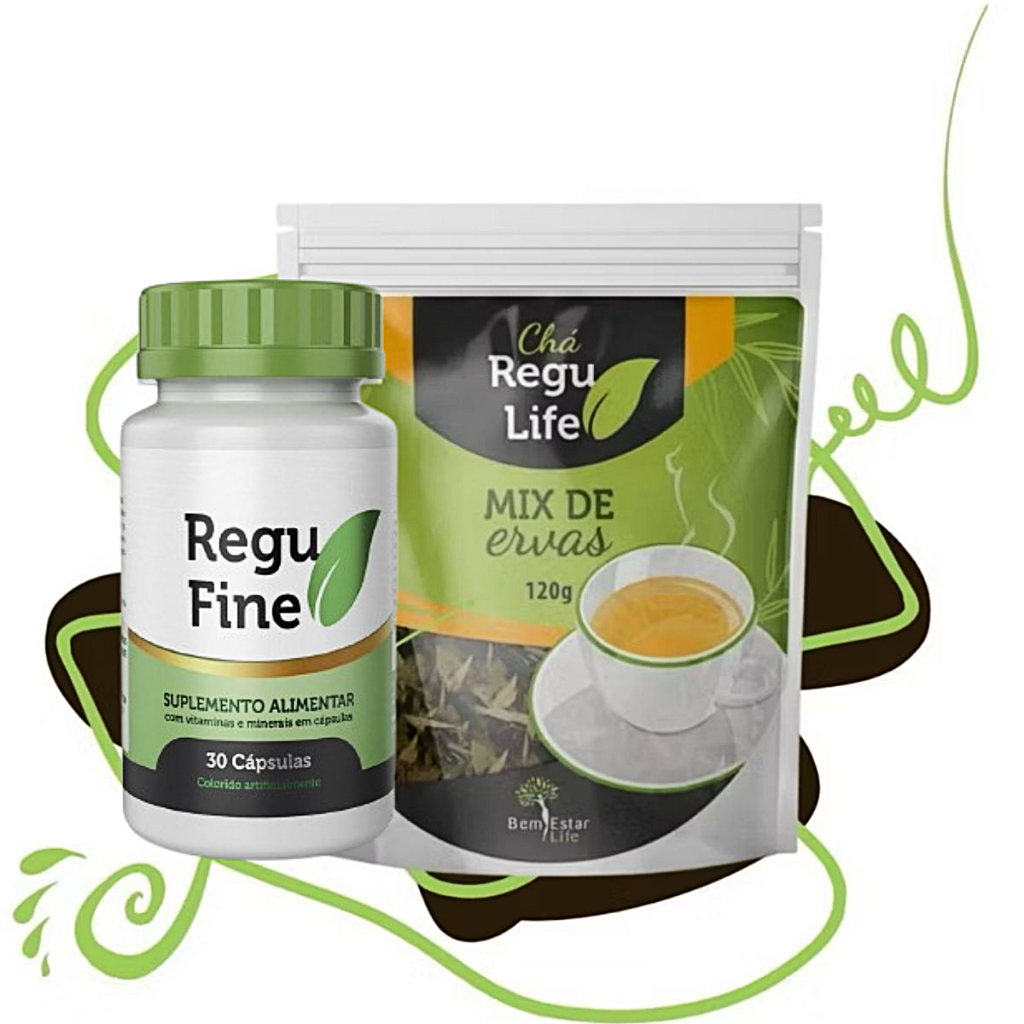 Regu fine 30 cápsulas + Chá regu life