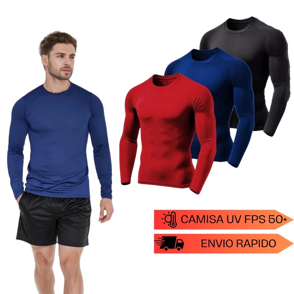 Kit 3 Blusas e kit 2 Blusas Térmica Proteção Uv 50+ Segunda Pele Camiseta Masculina Treino Academia Dryfit