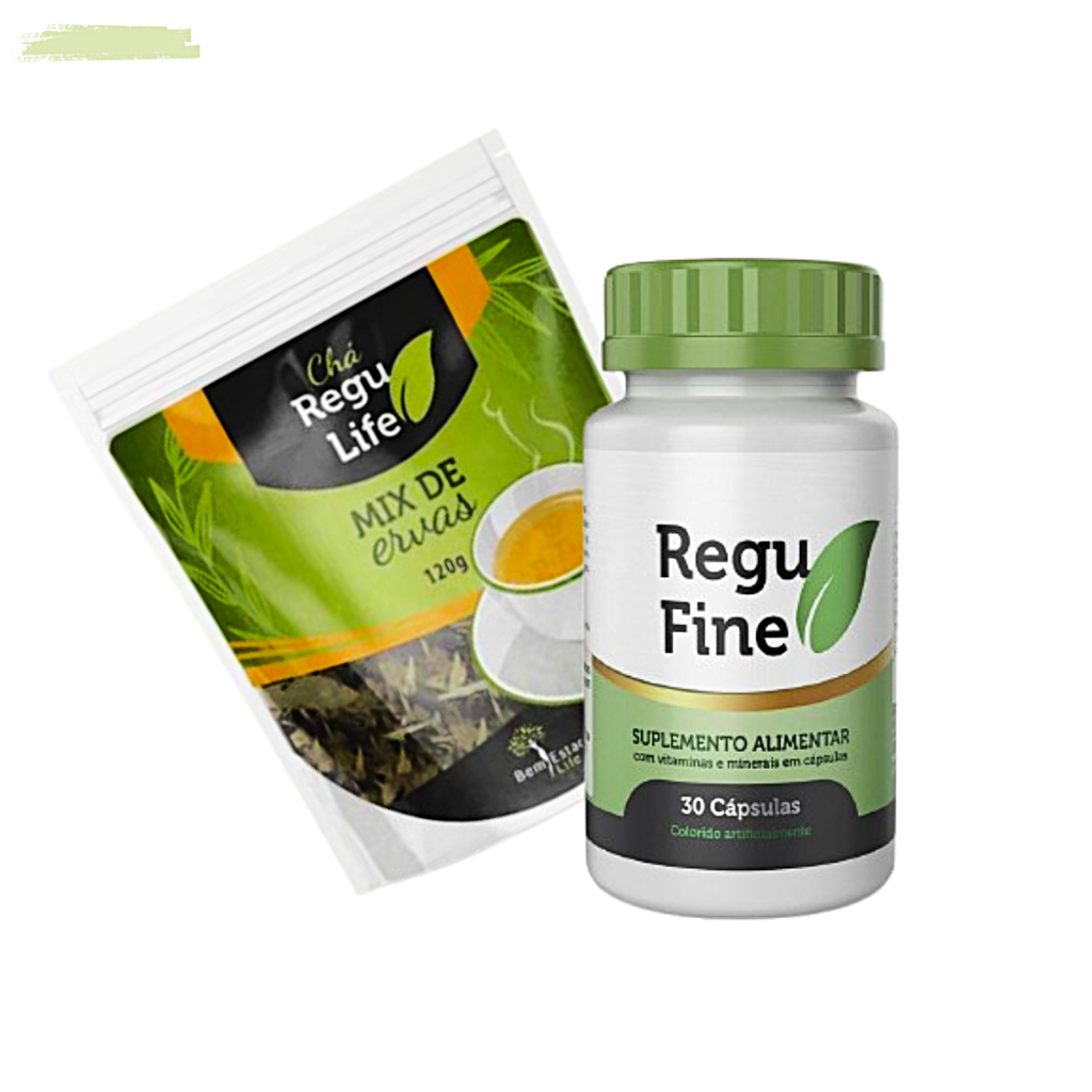 Kit Regu Fine + Chá Regu Life Suplemento Eficaz