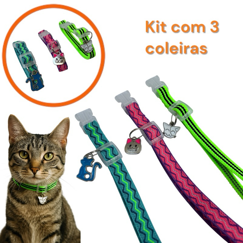 Kit Coleira para Gato Anti Enforcamento Elásticas Reguláveis com Pingente Decorativo em Oferta na Shopee