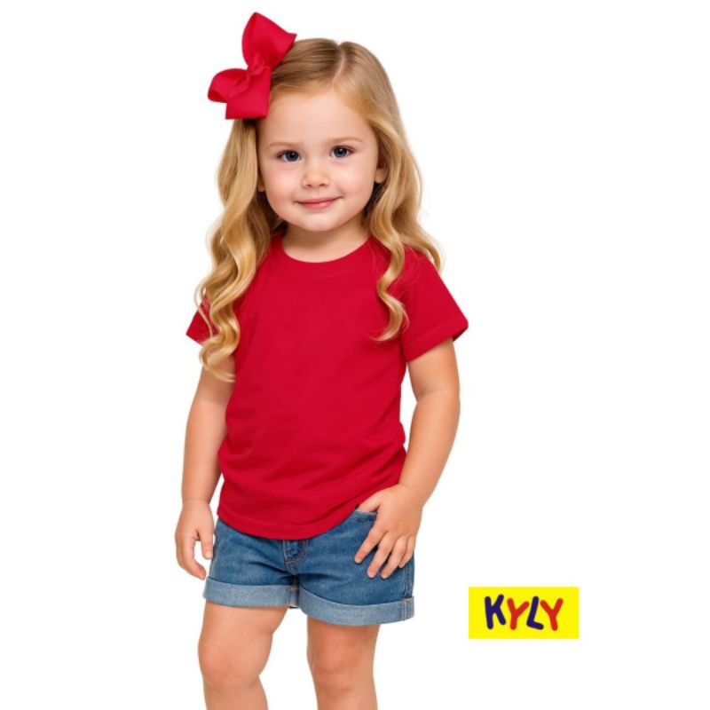 Blusa Manga Curta Menina Infantil em Cotton Lisa Kyly Tamanhos 1 ao 3 107600