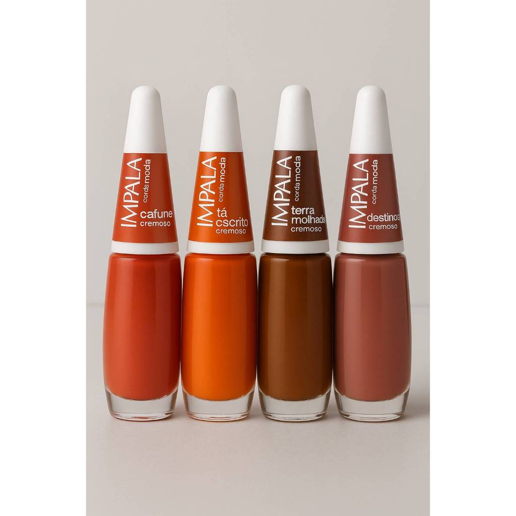 Detalhes do Kit de Esmaltes Impala Esmaltes Tons Nudes Marrom Terracota 8ml