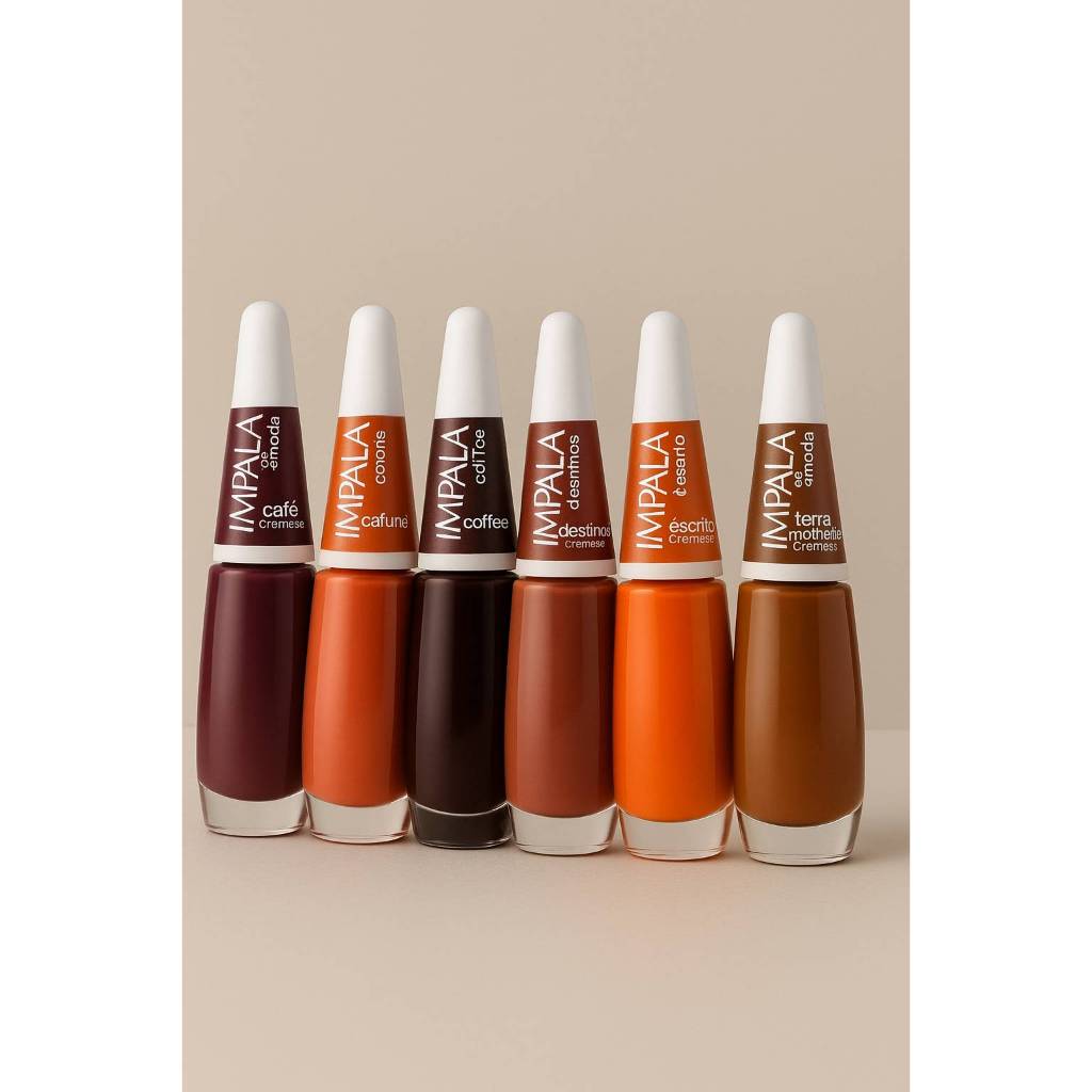 Kit de Esmaltes Impala Esmaltes Tons Nudes Marrom Terracota 8ml