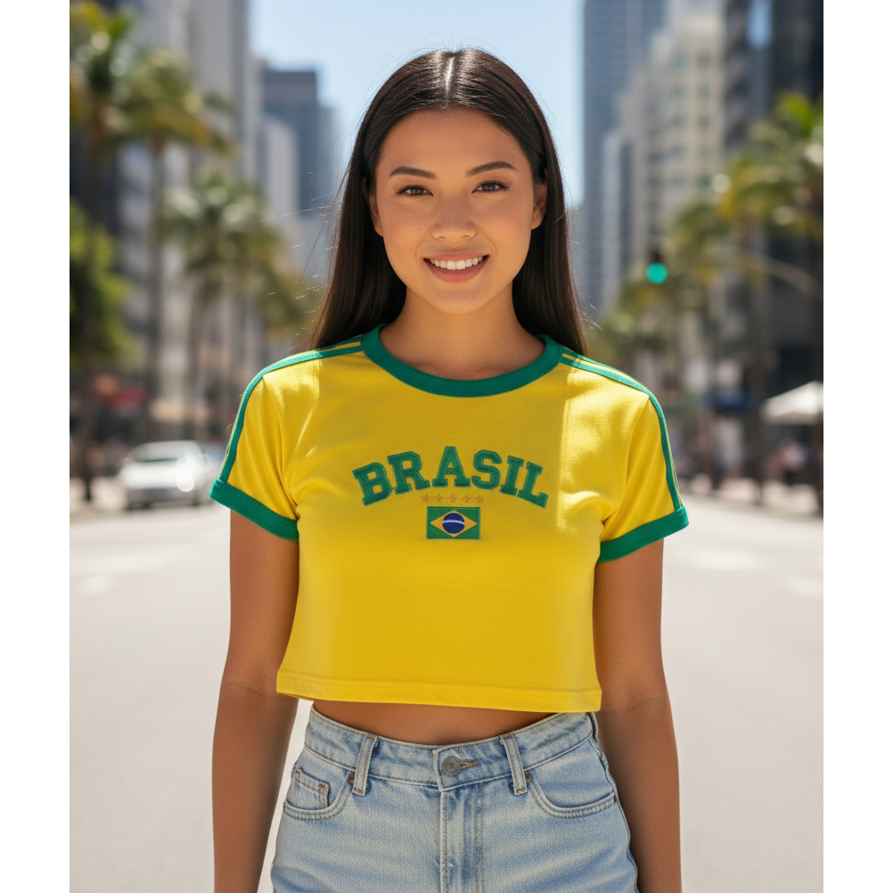 Blusa Cropped Amarela - Comprar com Melhor Preço em Blusas