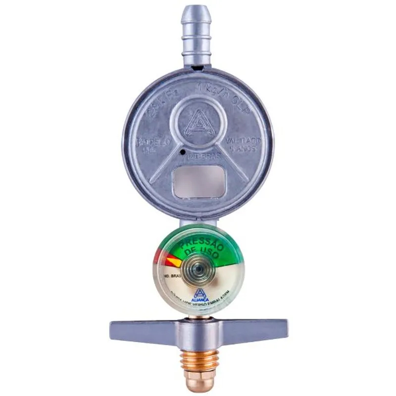 Regulador de Gás com Indicador de Pressão 1Kg Com Manômetro Sem Mangueira Válvula Registro