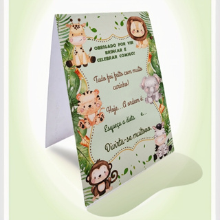 Agradecimento de Mesa tema Safari Baby aquarelado Pronta Entrega/Fazemos qualquer Tema em Oferta na Shopee