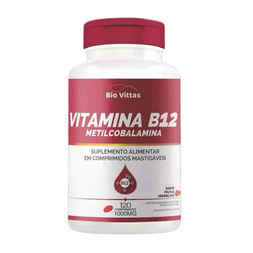 Vitamina B12 Metilcobalamina 1000mcg 120 Comprimidos Mastigáveis Bio Vittas – Energia, Sistema Nervoso e Imunidade