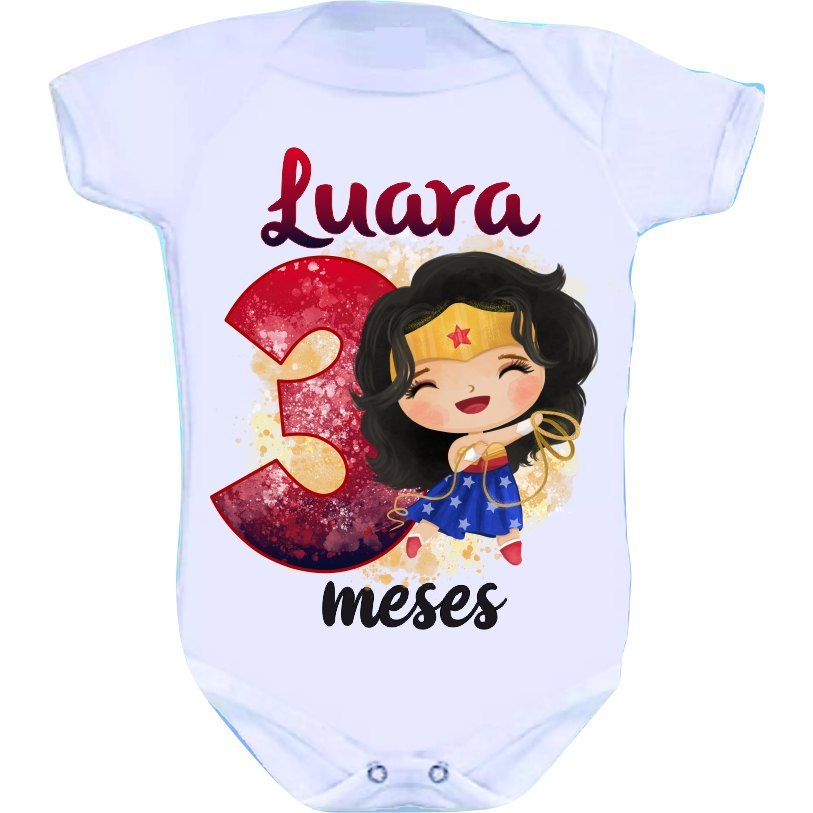 Body bory infantil bebe mulher maravilha cute baby personalizado