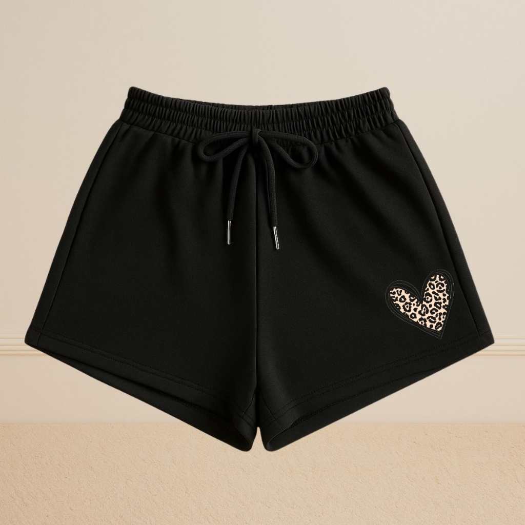 Shortinho Feminino Moletom Básico Liso Estilo Pinterest Coração Oncinha