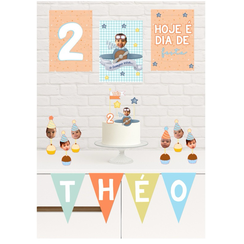 Kit mini festa O tempo voa- Festa afetiva o tempo voa - só um bolinho em Oferta na Shopee