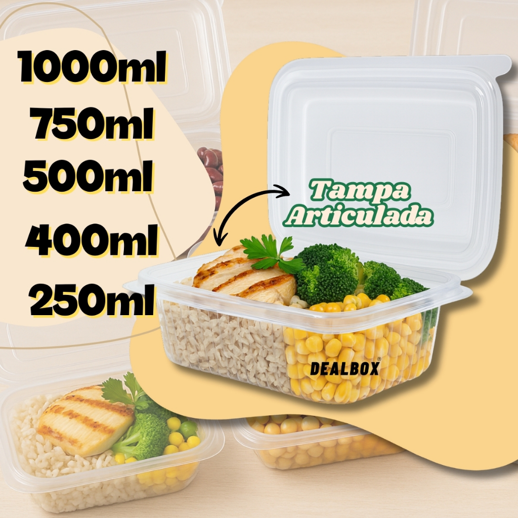 Marmita Descartável Fit Pote Freezer Microondas Marmitex Congelada Dieta Descartávell 250ml 500ml 750ml 1000ml Marmitas em Oferta na Shopee