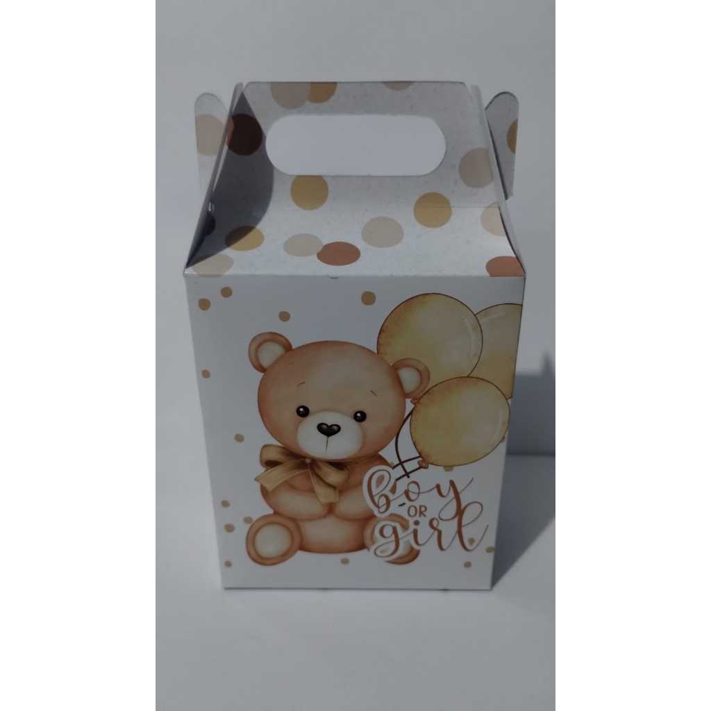 Kit Festa Caixa Chá Revelação - Ursinho Bege -Festa infantil - Lembrancinhas personalizadas - Maleta