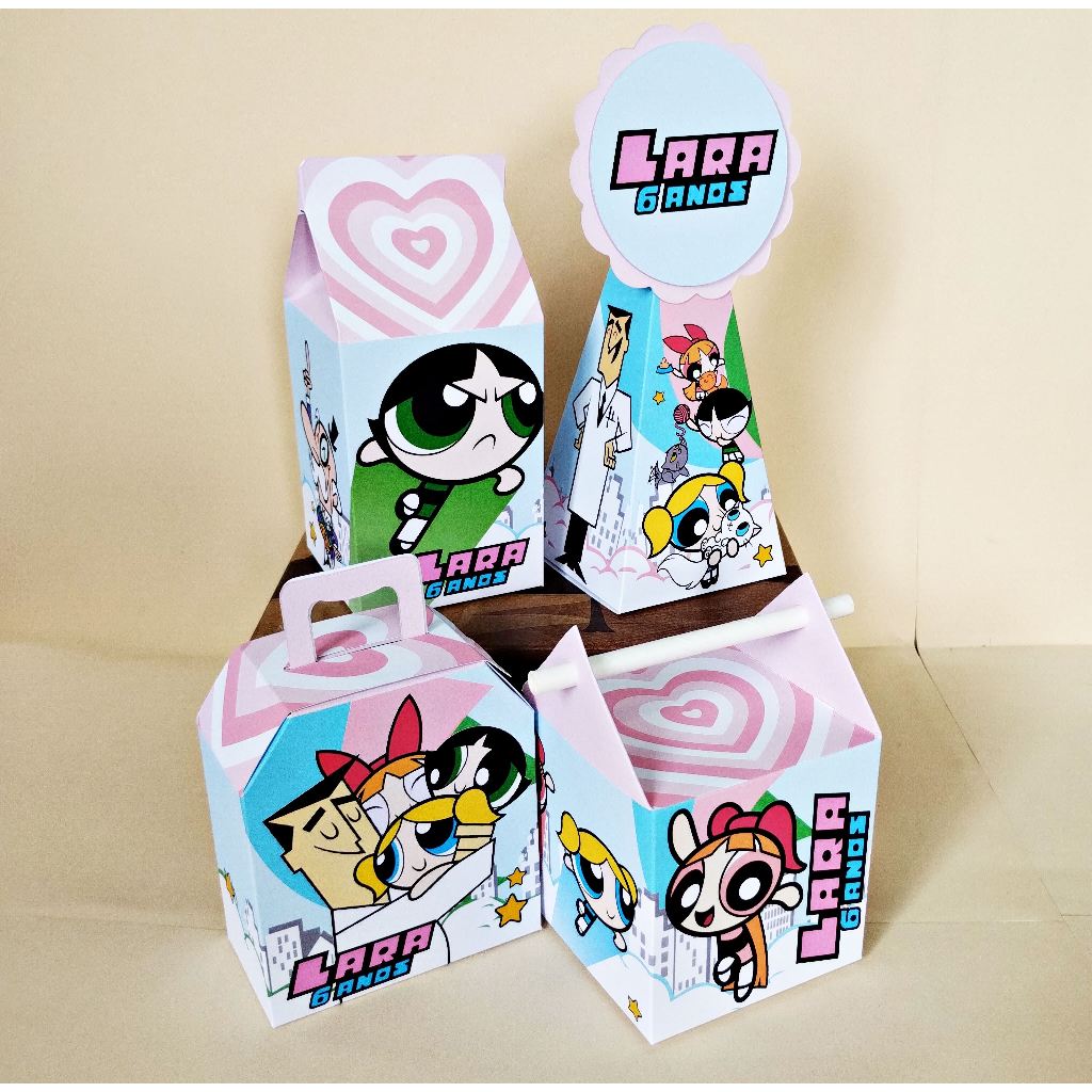 KIT FESTA - PEGUE E MONTE -  AS MENINAS SUPER PODEROSAS - LEMBRANCINHAS PERSONALIZADAS - CAIXINHAS