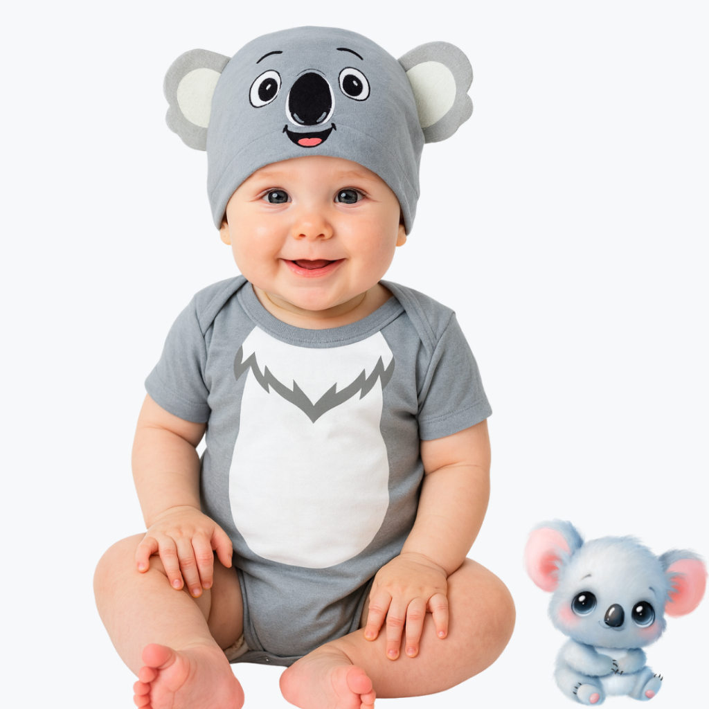 Body Bebe Temático Mêsversario Fantasia de Bichinhos - Coala em Oferta na Shopee