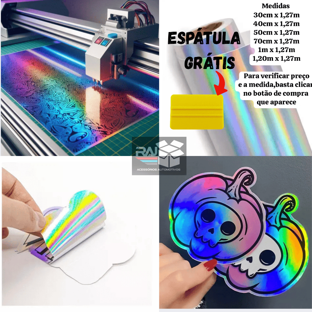 Vinil Adesivo Holográfico Prata Camaleão – Silhouette, Papelaria, Vidro e Serigrafia, Várias Medidas