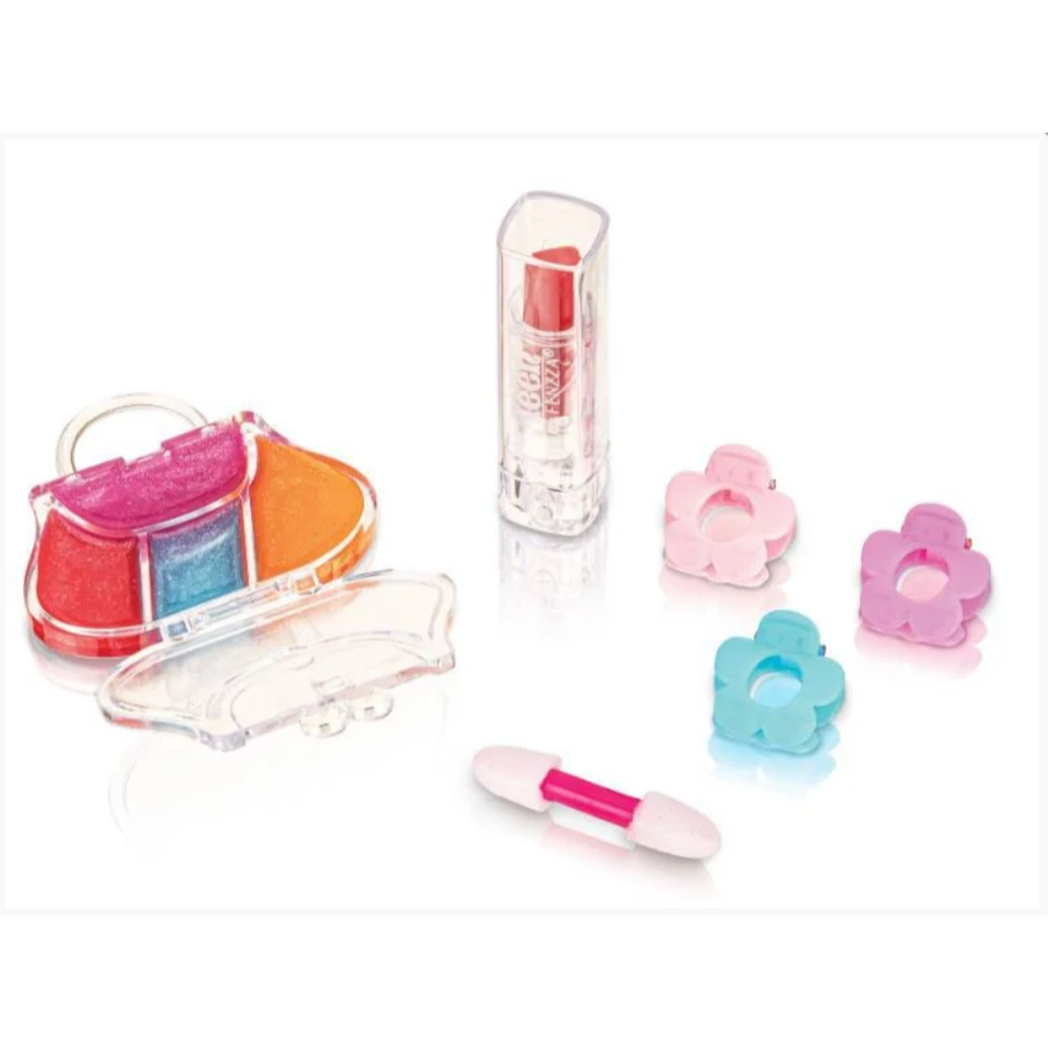 Criança Kit Paleta de Gloss e Batom Infantil Teen Fenzza Mais Três Presilhas de Cabelo Brinde Maquiagem