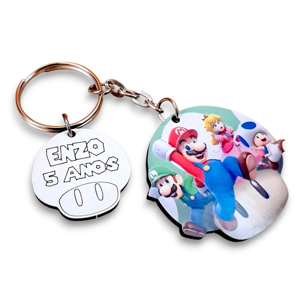Chaveiro Super Mario Com Pingentes Personalizados Lembrancinha Aniversário — imagem 2 de 2