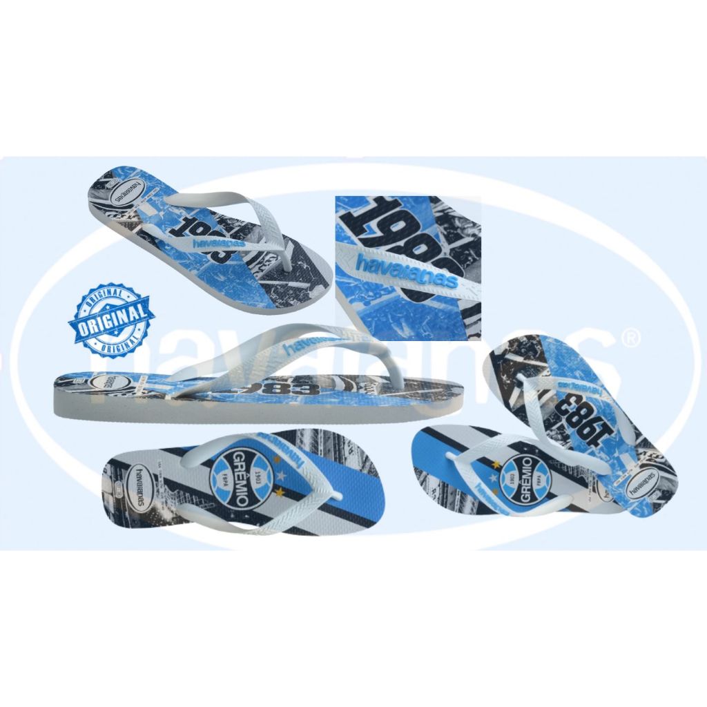 Sandália Chinelo HAVAIANAS TOP GRÊMIO | PRODUTO ORIGINAL - TRICOLOR GAÚCHO ADULTO E INFANTIL