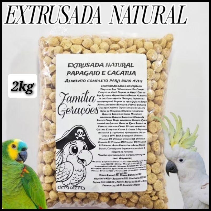 Extrusada natural PAPAGAIO e CACATUA (2KG)