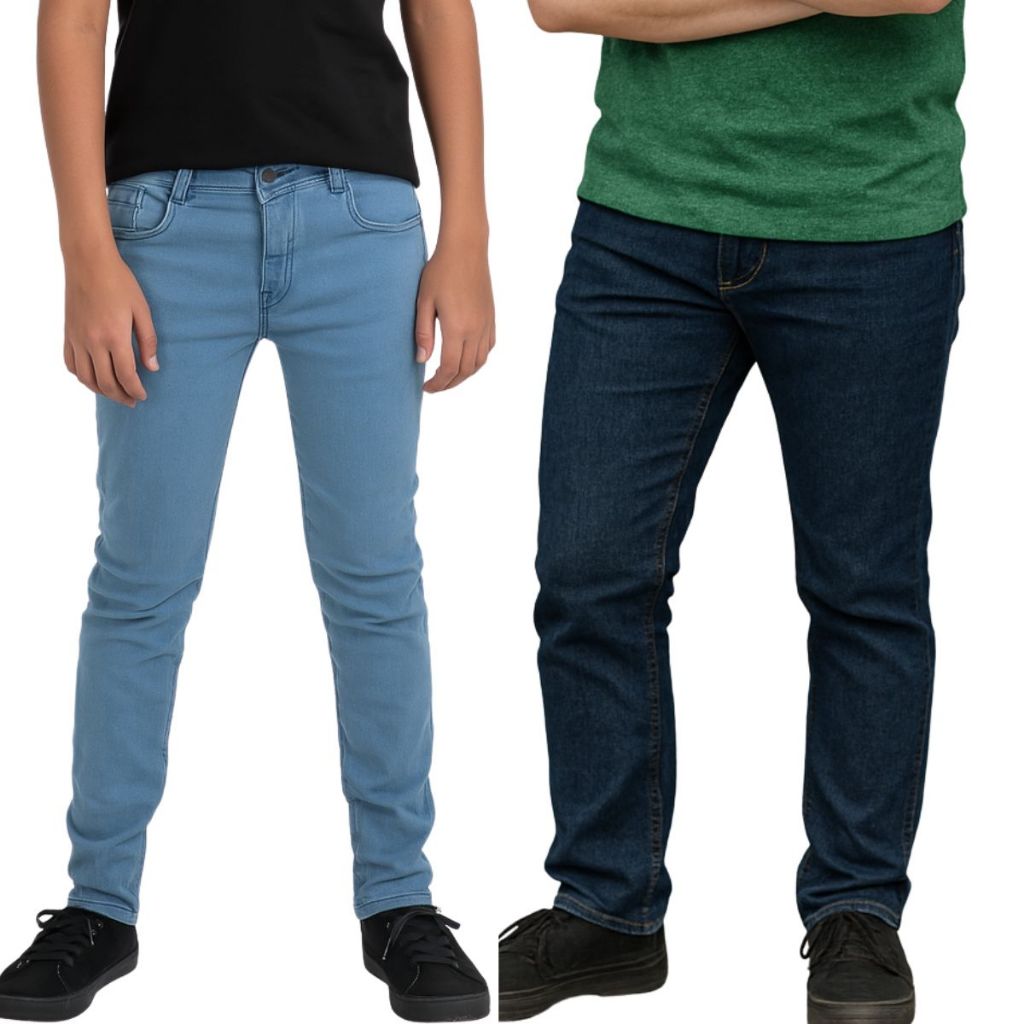KIT 2 Calça Jeans Infantil Menino Masculina Juvenil Sarja Social Masculino 8 AO 16 Anos