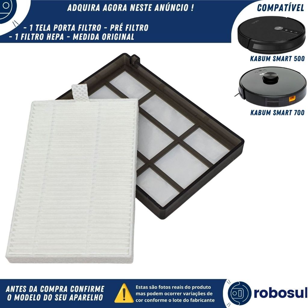 Filtro Hepa Medida Original e Permanente Lavável Robo Aspirador Kabum Smart 500 e Smart 700