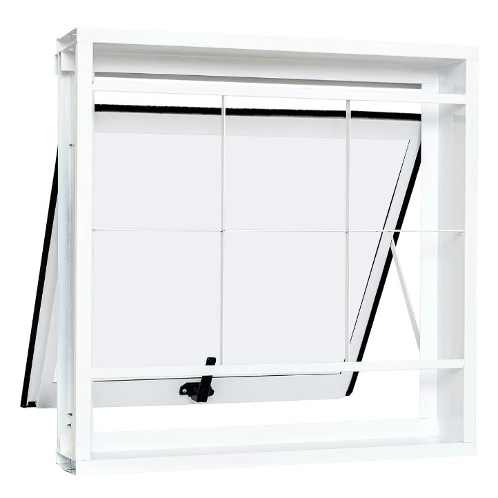 Janela Vitro De Banheiro Maxim Ar 60x60cm Aço Branco Com Grade Quadriculada Vidro Boreal Ramassol 1021835