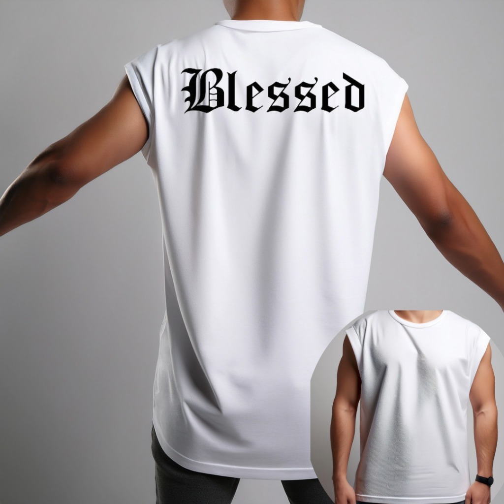 Camiseta Oversized  Regata Camisa Oversized Estampada cavada   Academia  streetwear Blessed