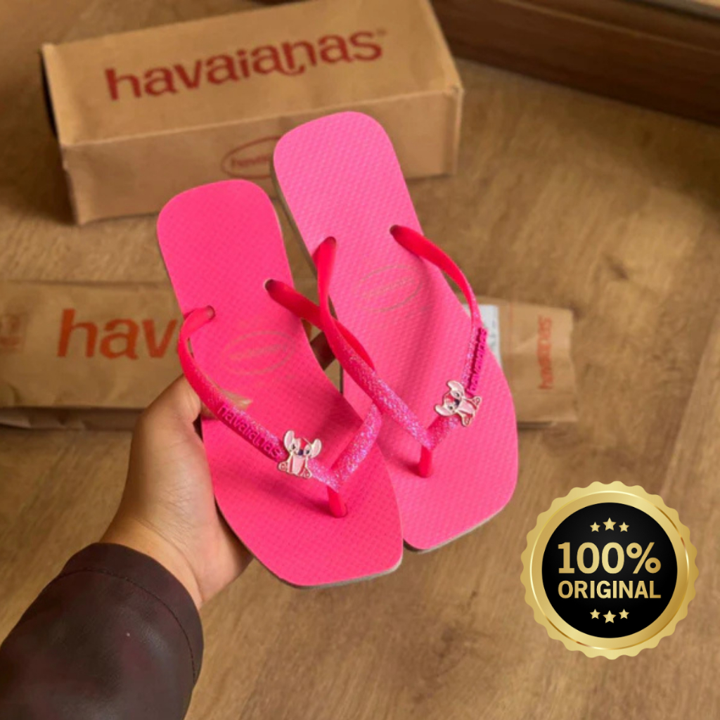 Havaianas Slim Square Glitter Neon + Pin Stitch