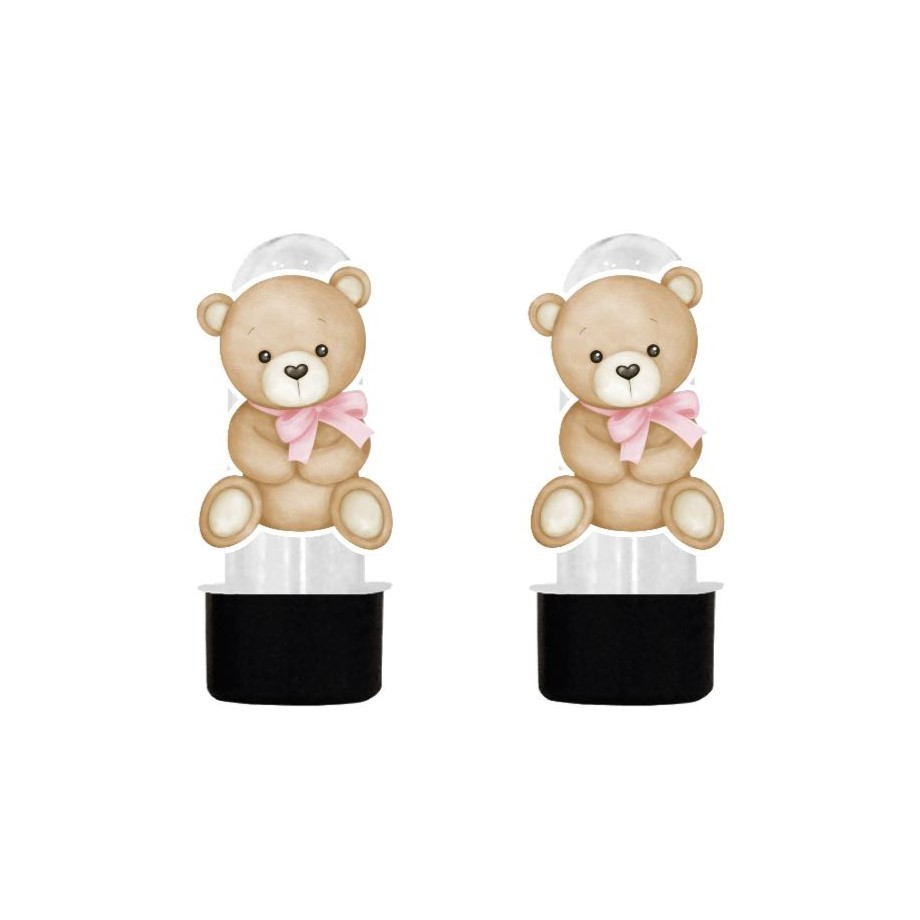 Aplique para Tubete 5cm Ursinha Rosa - festa - Aniversário - Lembrancinha - Personalizado