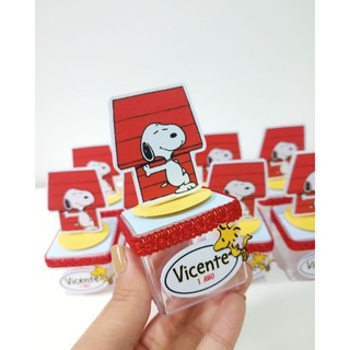 Caixa acrílica Snoopy 5x5cm, lembrancinha snoopy