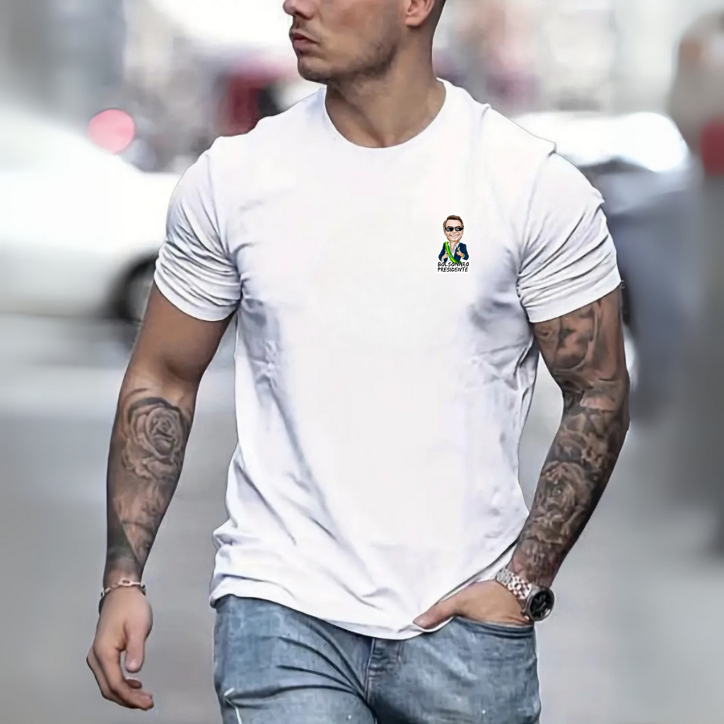 Camiseta Bolsonaro BOLSONARO Algodão Unissex Brasil BOLSONARO PRESIDENTE DESENHO TOP