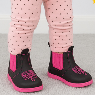 Bota Bordada Infantil Botinha Kids Menino Menina Detalhes de Costura Calce Fácil Unissex Confortável em Oferta na Shopee