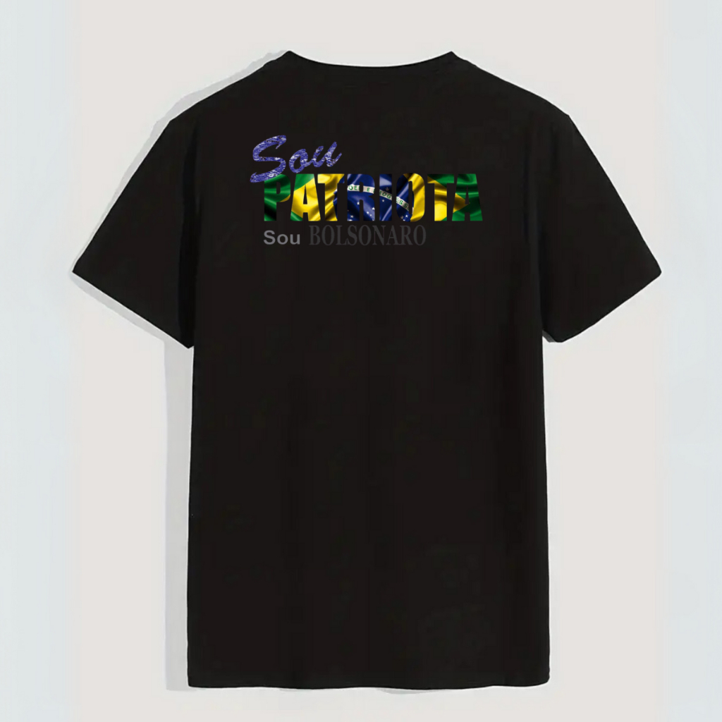 Camiseta Bolsonaro 2025 Brasil Unissex Personalizada SOU PATRIOTA SOU BOLSONARO SOU BRASILEIRO