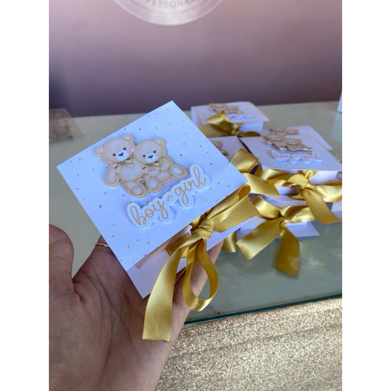 caixa personalizada - chá revelação ursinho / neutro / mimos para festas e aniversários / fazemos todos os temas