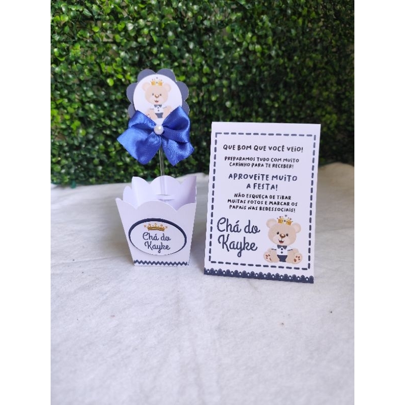 KIT CENTRO DE MESA URSINHO PRÍNCIPE, LEMBRANCINHAS CACHEPÔ, CAIXAS PERSONALIZADAS