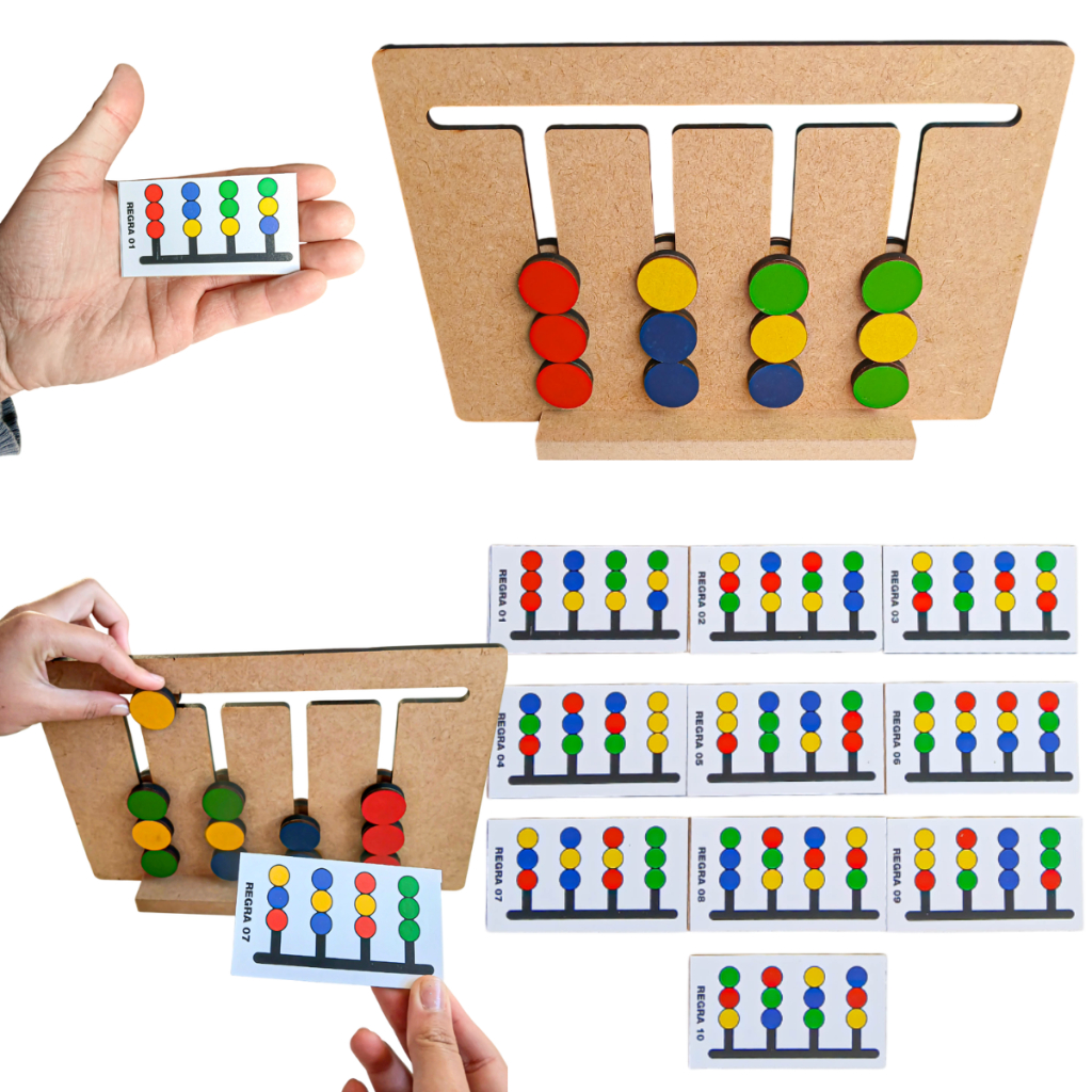 Jogo Sequência Formas E Cores Brinquedo Educativo Com 10 Cartas  Pedagógico Desafios Psicomotores